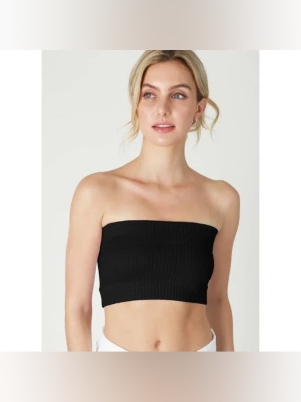 BRAND NEW WITH TAGS Nikibiki Black Seamless Ribbed Bandeau Top